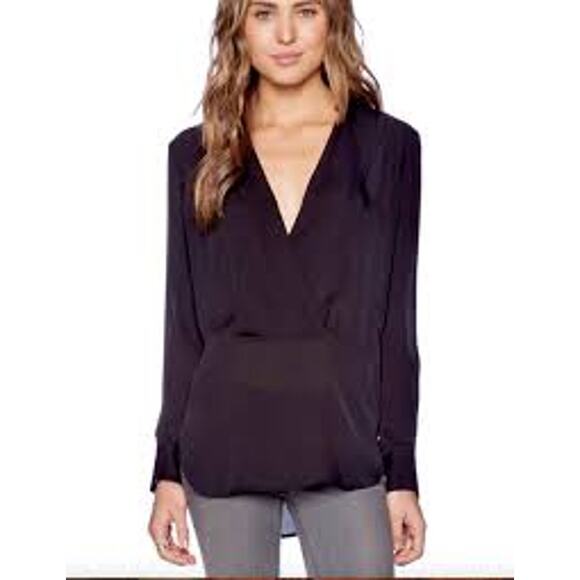 Theory Corbette V-Neck Black Silk Georgette Blouse Size Small - Picture 1 of 7